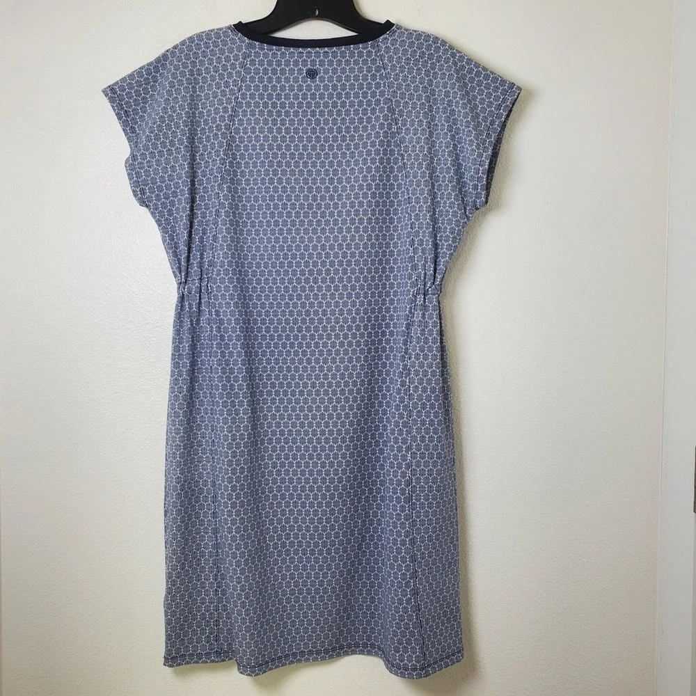 Talbots Blue Cinch Waist Active Shift Dress with Zip Pockets UPF50 Medium Petite